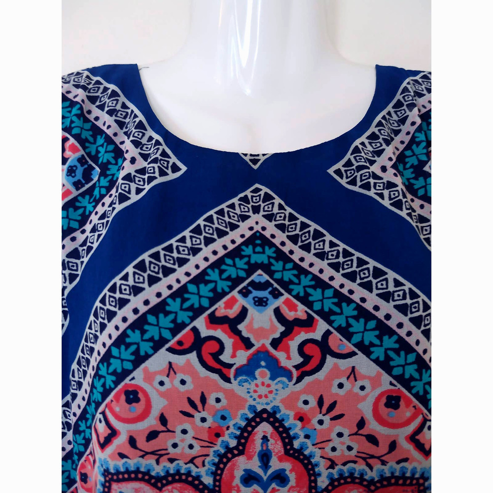 Red Camel Boho Mandala Slit Sleeve Lace Hem Dress - Picture 5 of 9